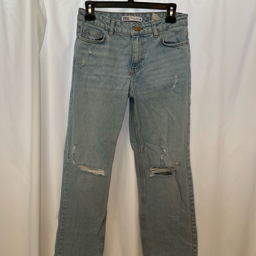 Zara Light Low-rise Distressed Jeans